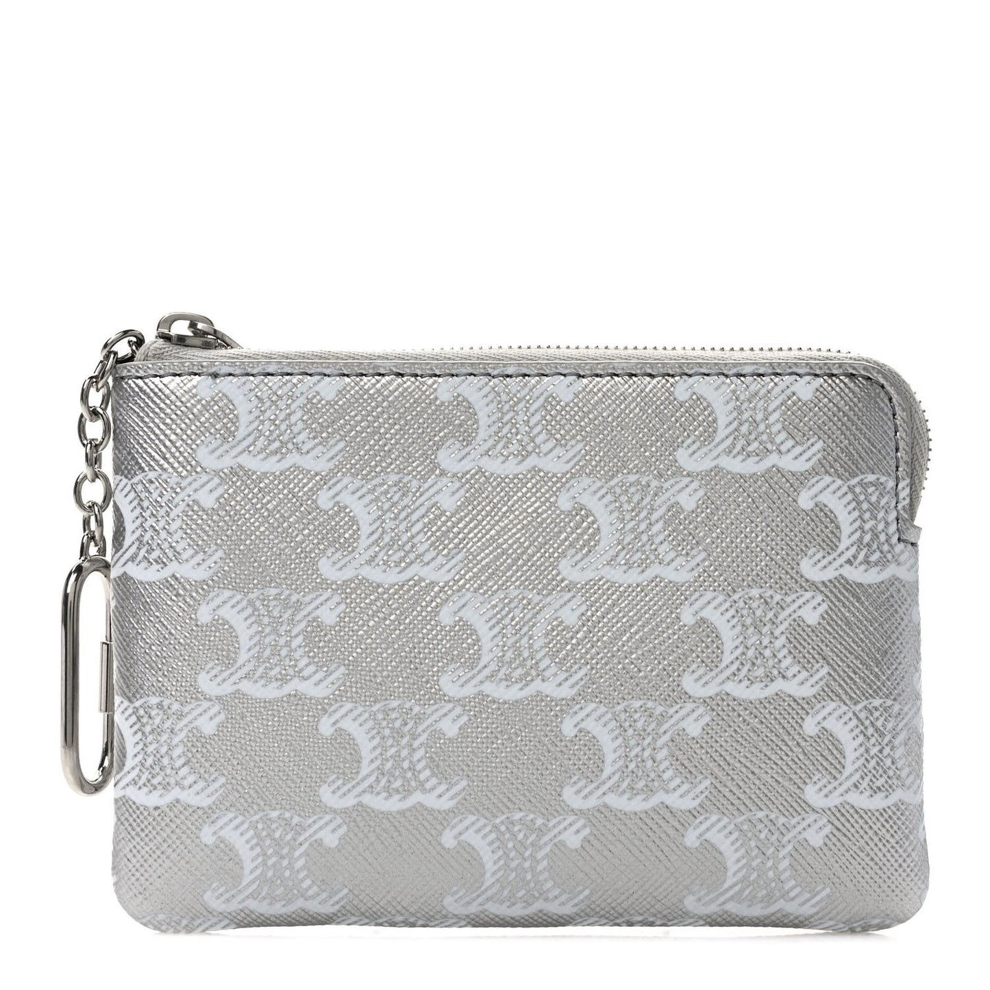 Triomphe Canvas Coin and Card Pouch Silver White