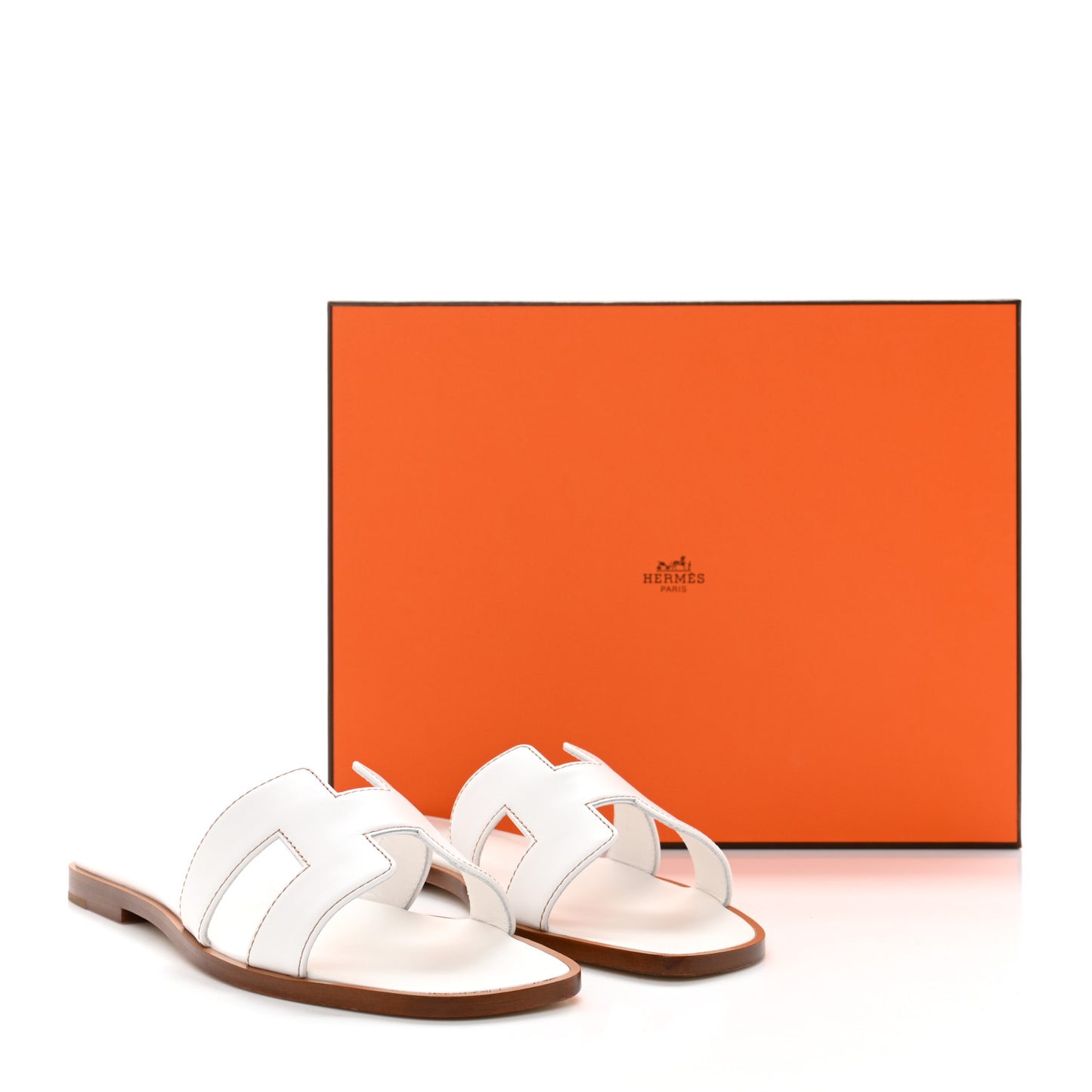 Box Calfskin Oran Sandals 37 White