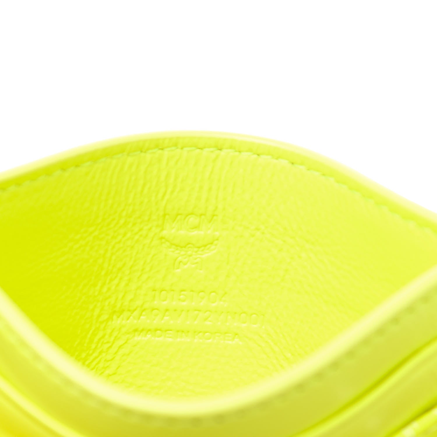 MCM Visetos Card Case Neon Yellow 5 of 6