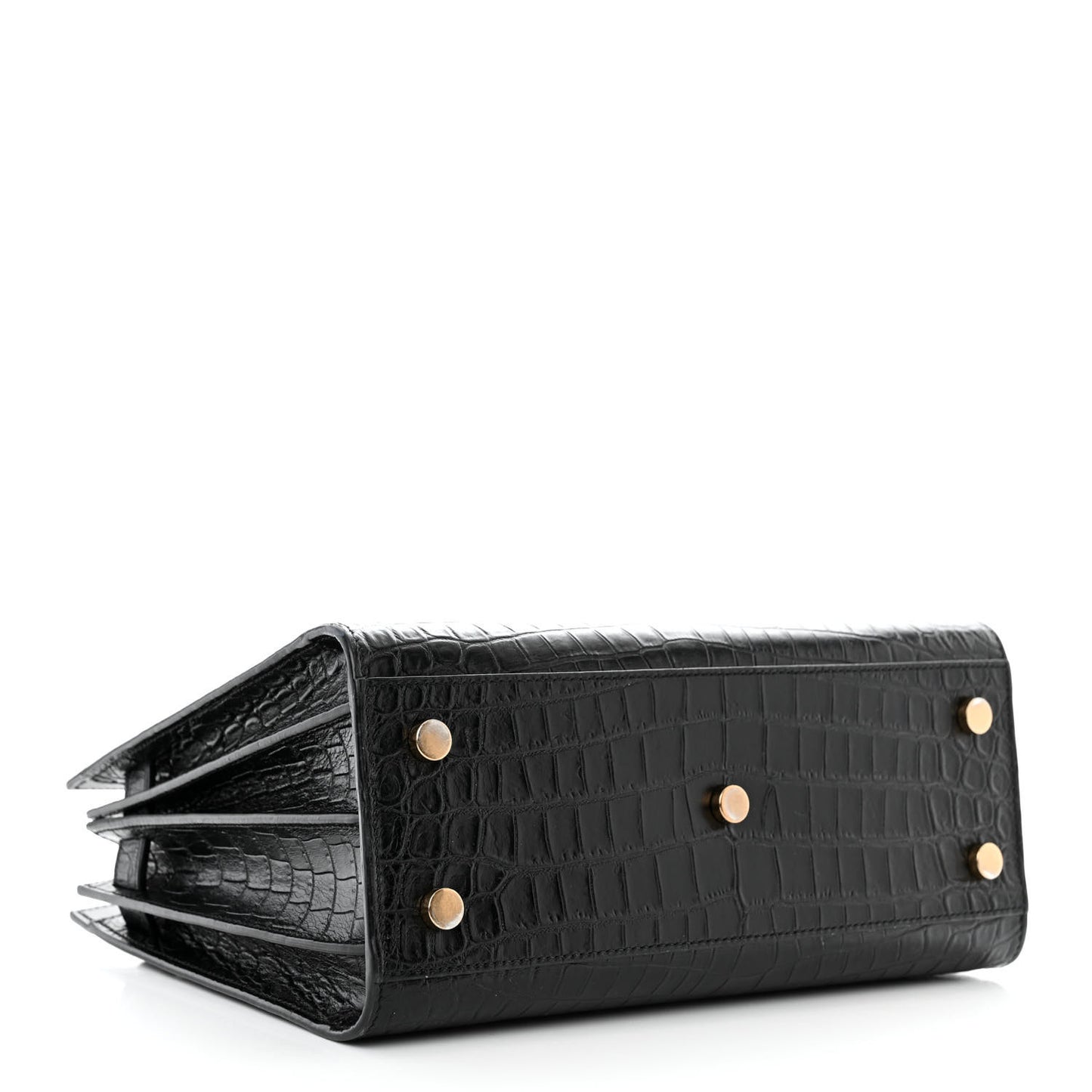Calfskin Crocodile Embossed Baby Sac De Jour Black