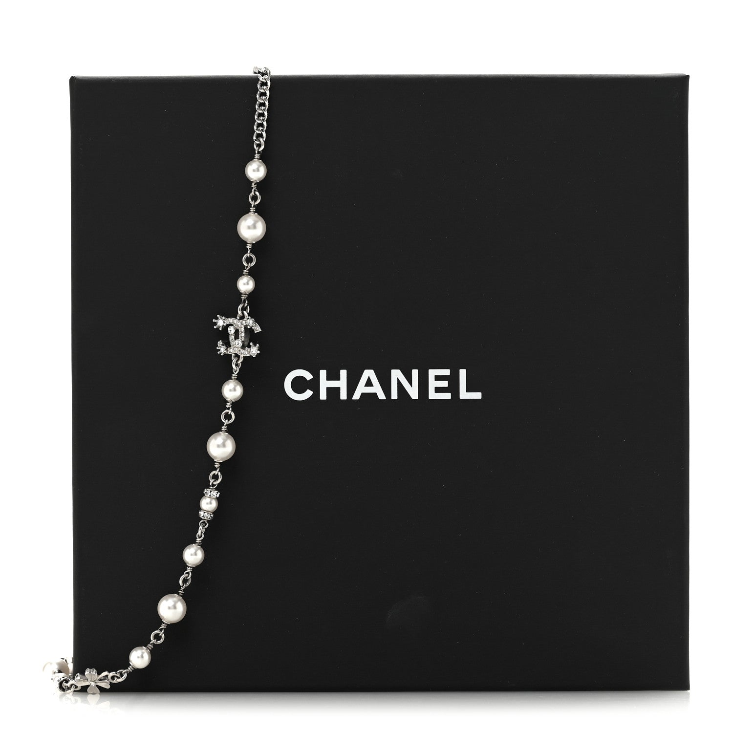 Chanel Crystal Pearl Star 5 CC Necklace Silver 6 of 6