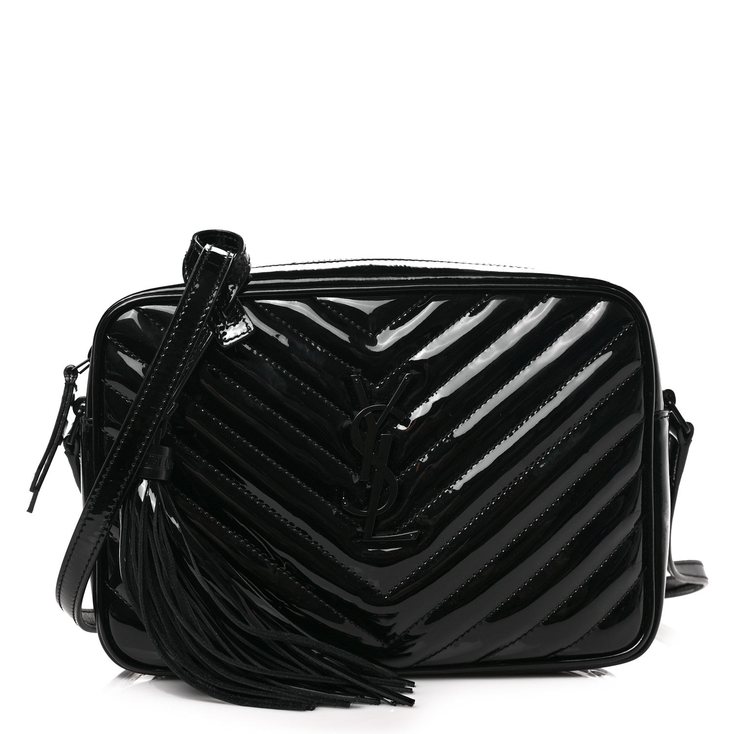 Saint Laurent Patent Calfskin Matelasse Monogram Lou Camera Bag Black 1 of 8