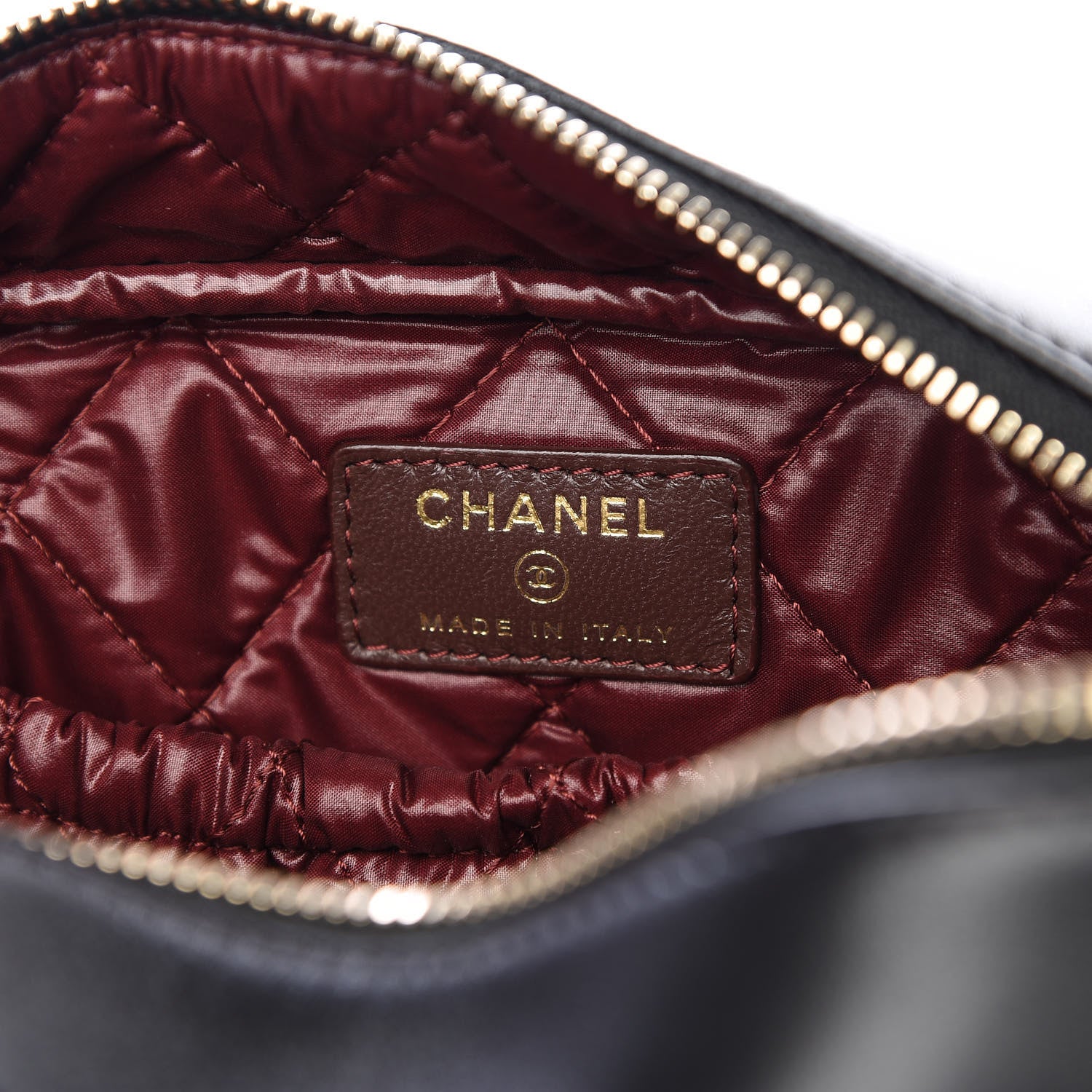 Chanel Lambskin Quilted Medium Curvy Pouch Cosmetic Case Black 5 of 9