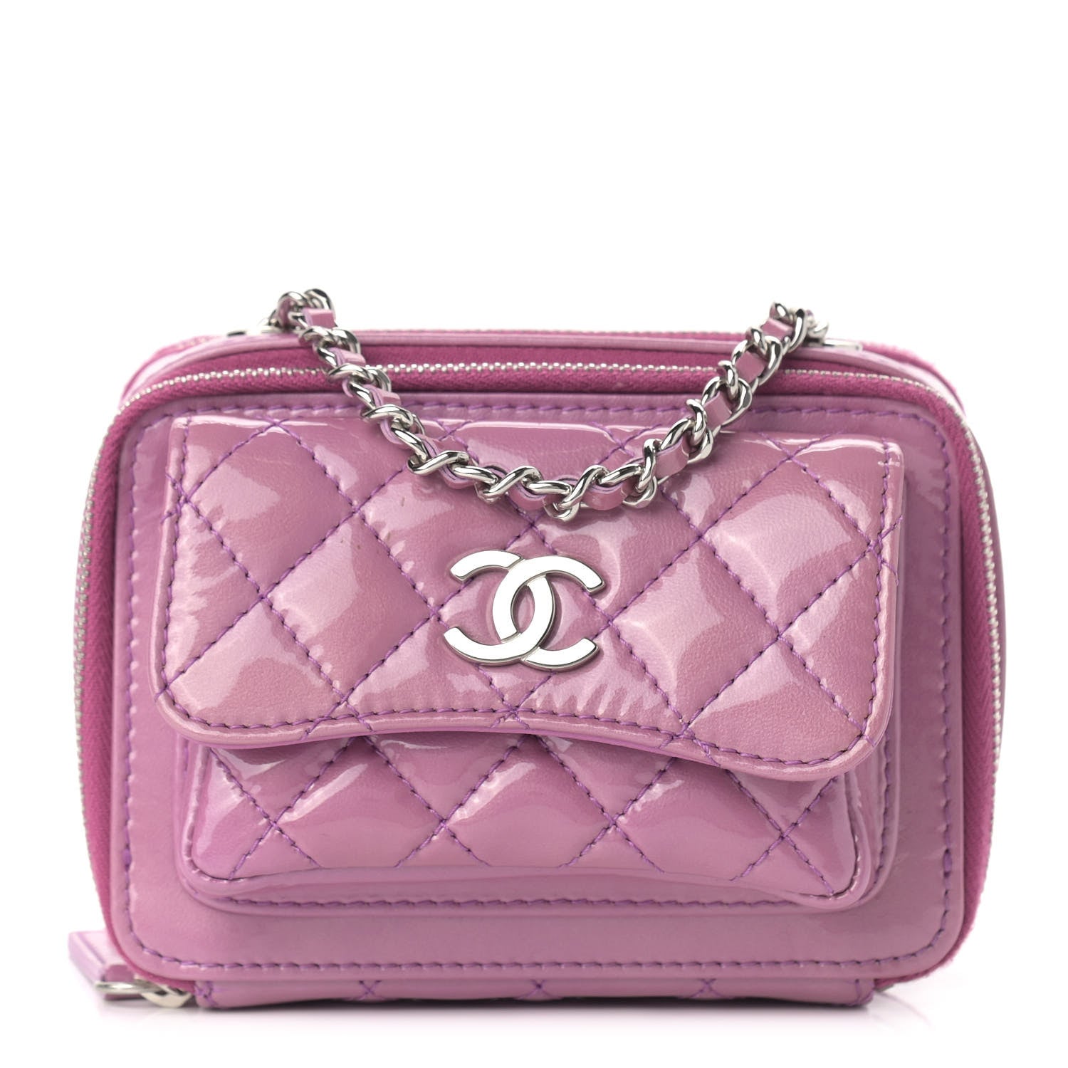 Chanel Patent Quilted Small Pocket Box Camera Case Purple 1 of 13