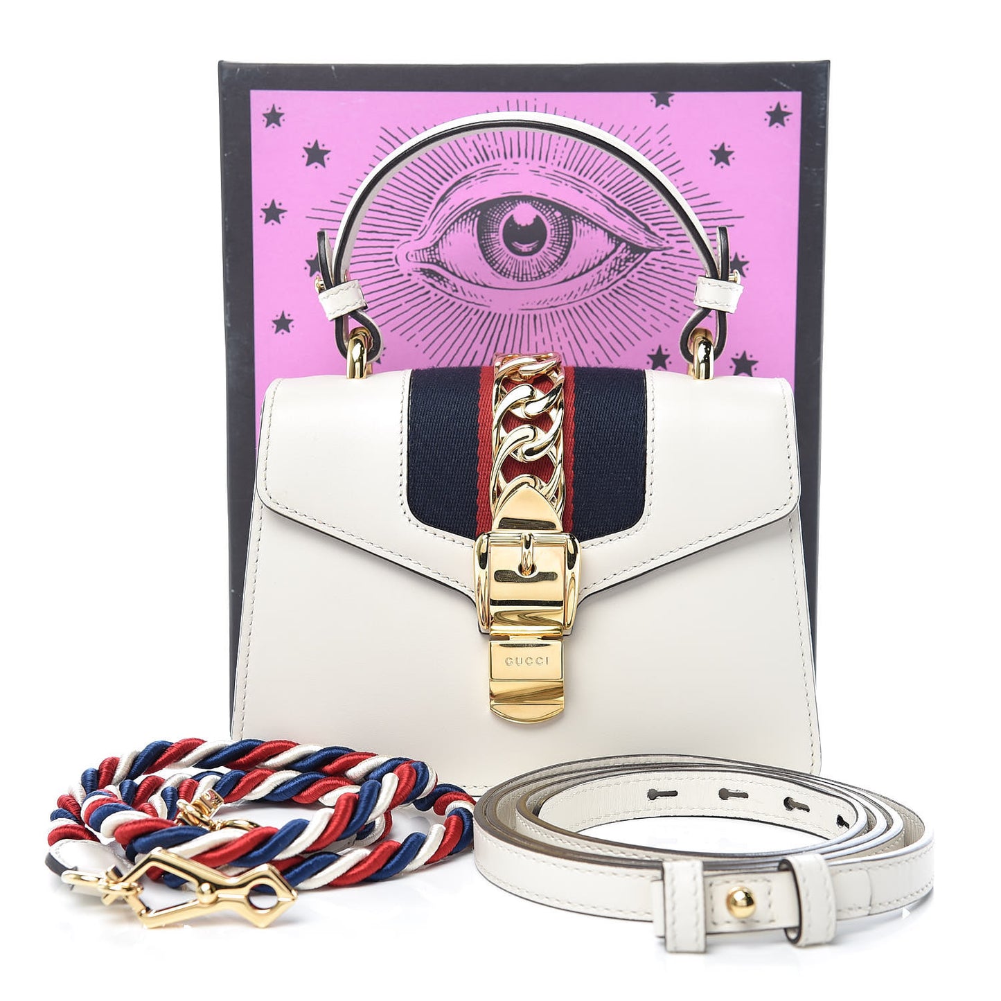 Calfskin Mini Sylvie Top Handle Bag White