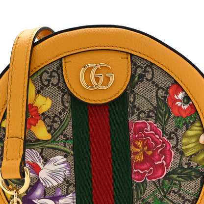 Gucci GG Supreme Monogram Flora Web Mini Ophidia Round Shoulder Bag Beige Multicolor Crop 9 of 11