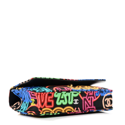 Chanel Fabric Printed Chanel 19 Wallet On Chain WOC Black Multicolor 4 of 17