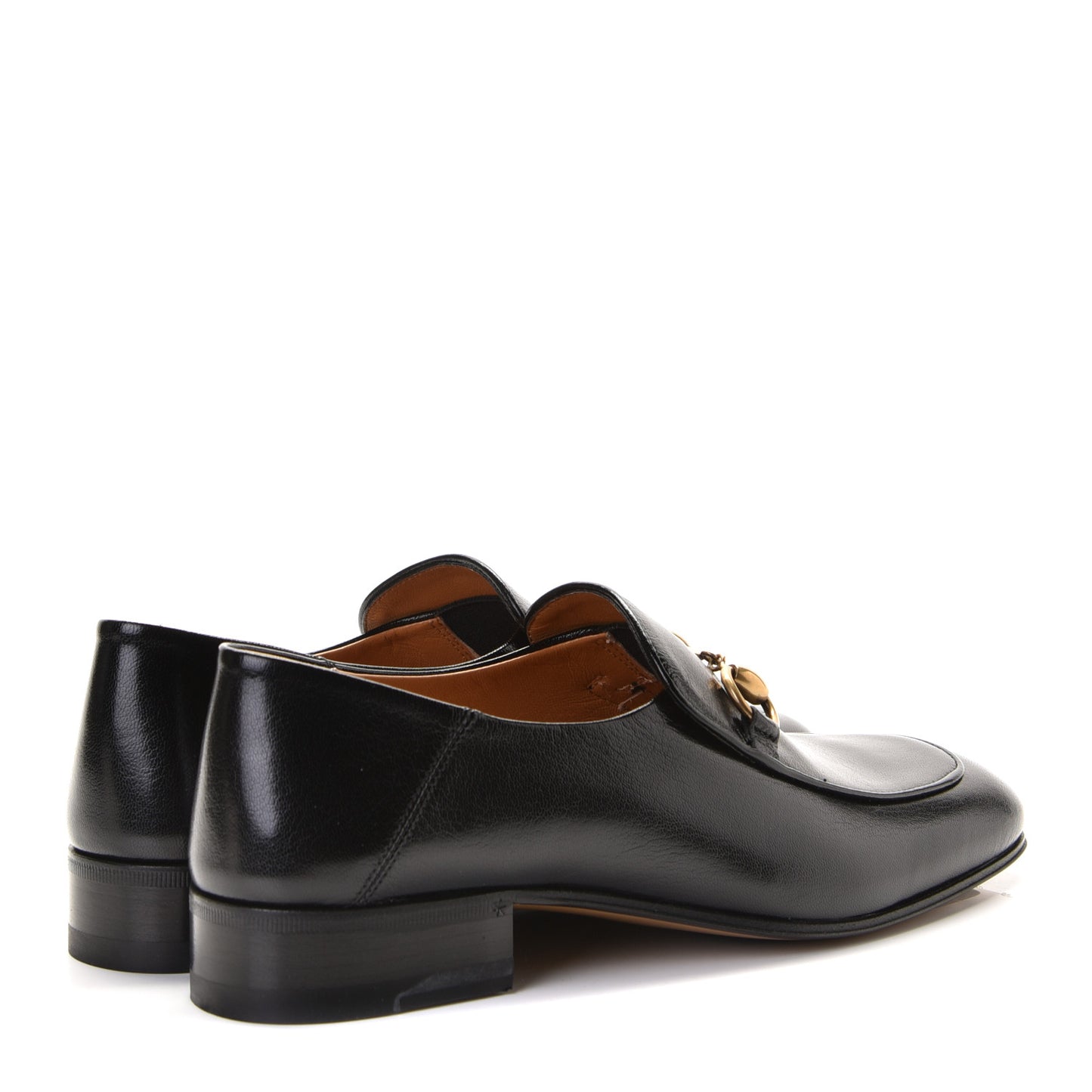 Goatskin Womens Horsebit Mid-Heel Loafers 38 Black