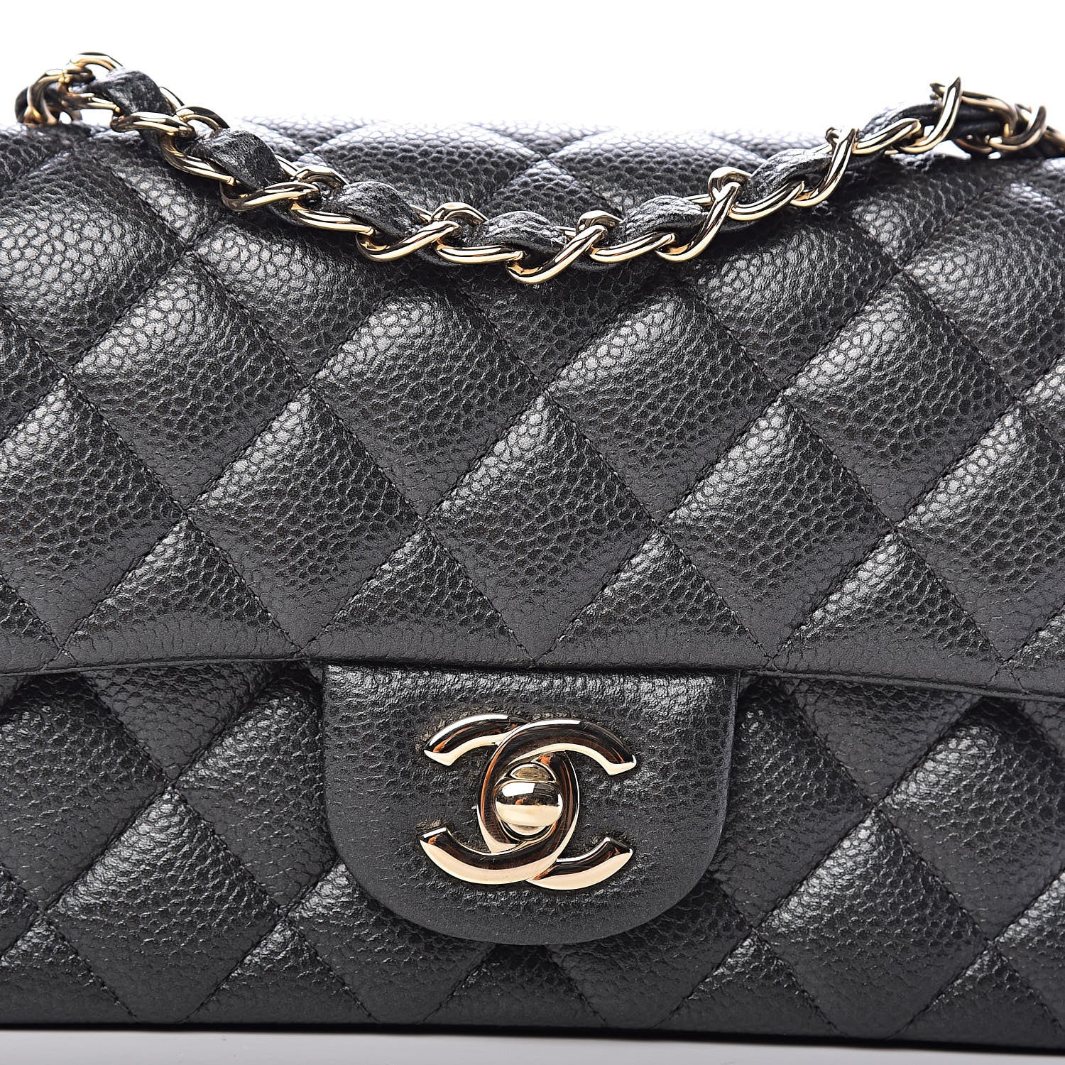 Chanel Caviar Quilted Mini Rectangular Flap Dark Grey 10 of 11