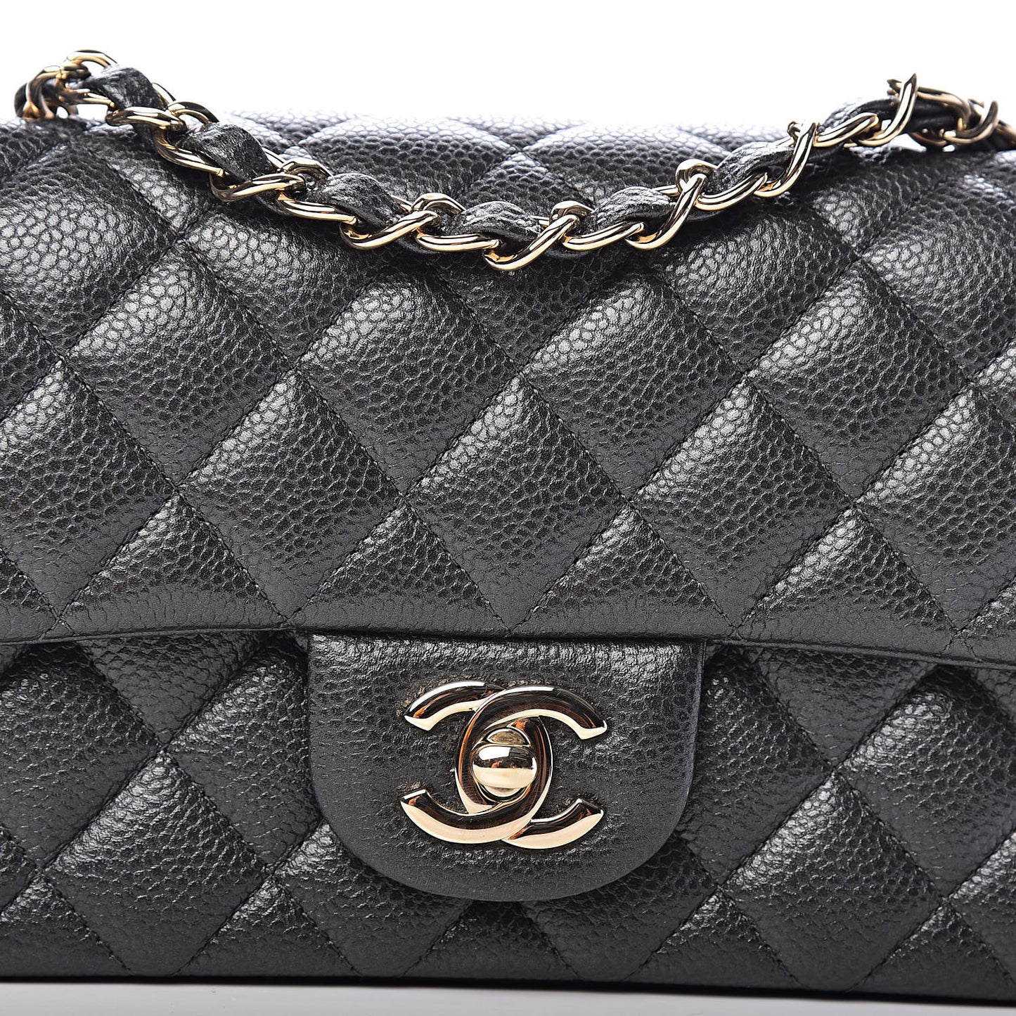 Caviar Quilted Mini Rectangular Flap Dark Grey