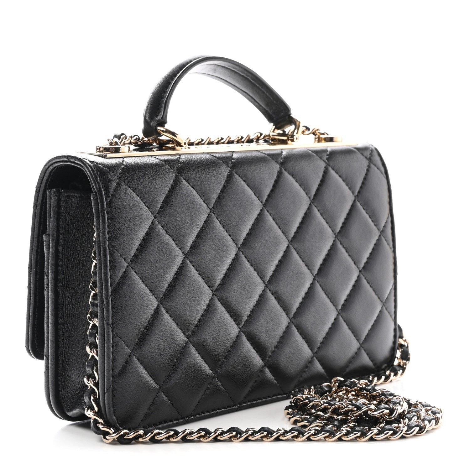 Chanel Lambskin Quilted Trendy CC Dual Handle Clutch With Chain Black 3 of 12