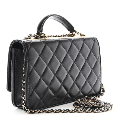 Chanel Lambskin Quilted Trendy CC Dual Handle Clutch With Chain Black 3 of 12