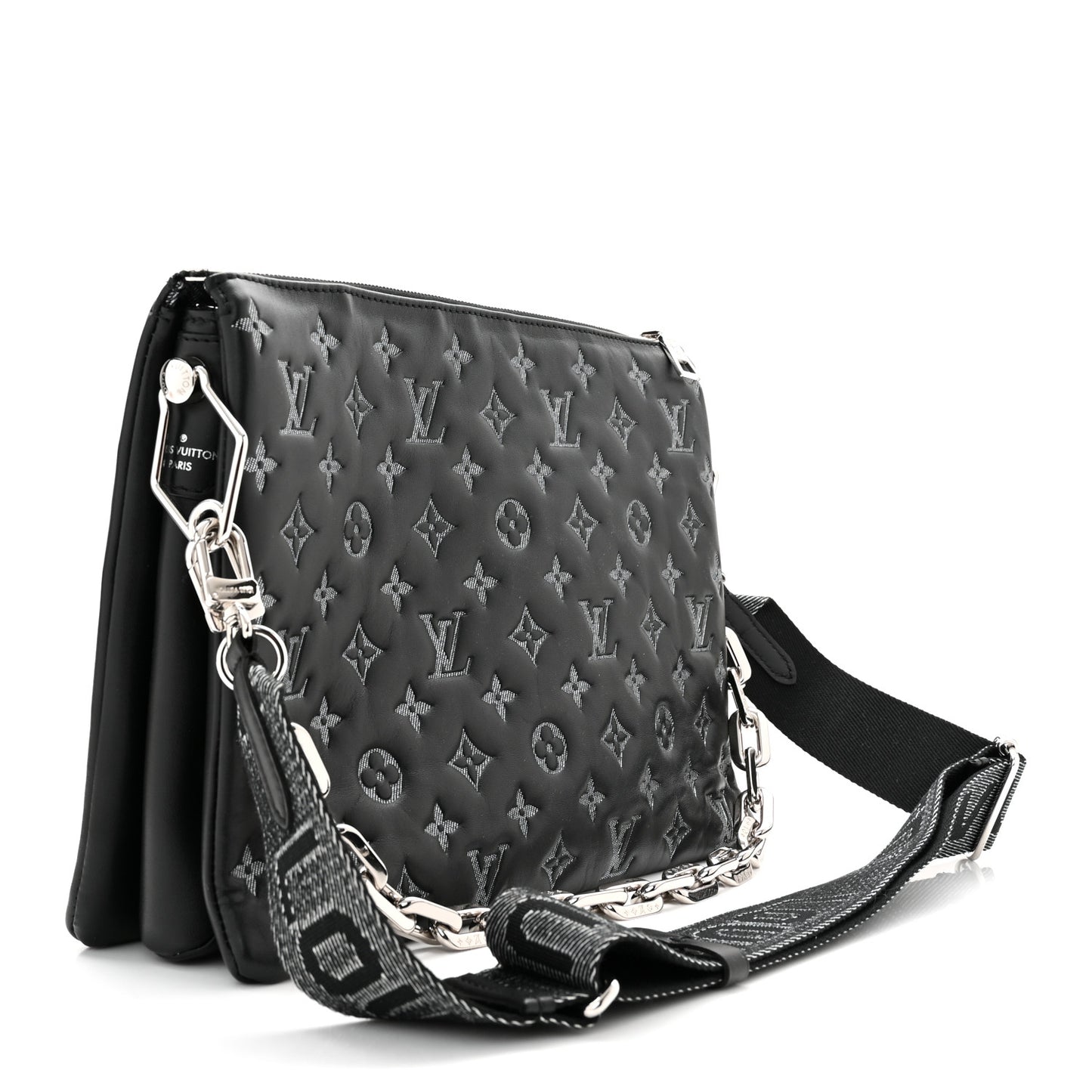 Lambskin Embossed Monogram Coussin MM Black Gray