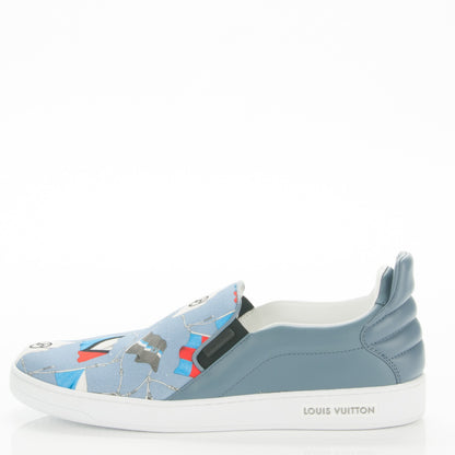 Louis Vuitton Calfskin Canvas Frontrow Slip On Sneakers 7 Indigo 1 of 7
