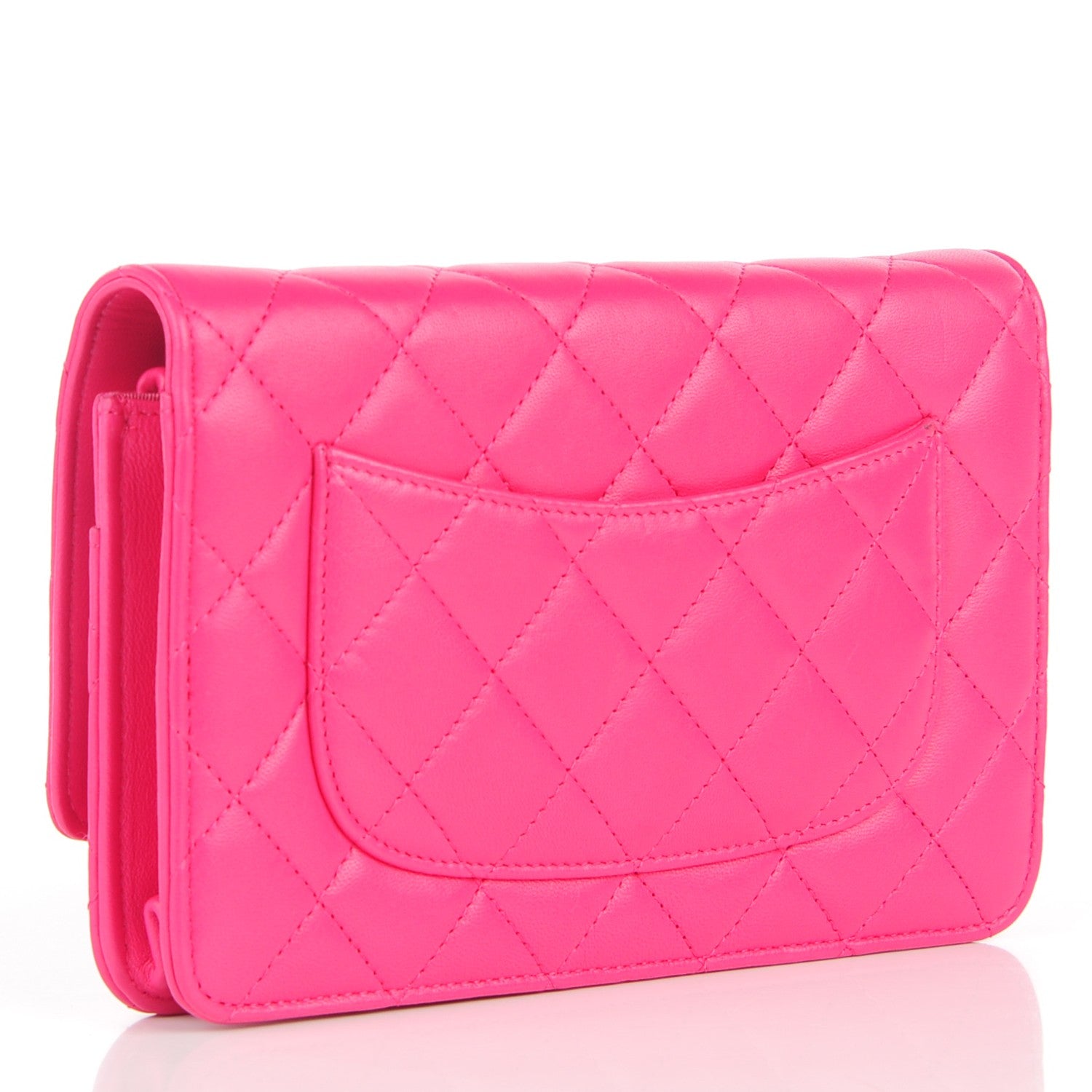 Chanel Lambskin Quilted Wallet On Chain WOC Dark Pink 4 of 8