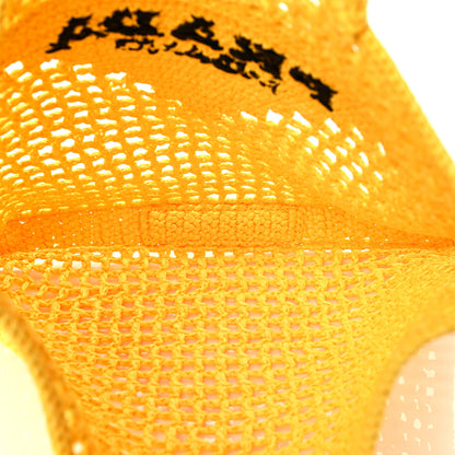 Prada Yarn Raffia Effect Crochet Logo Embroidered Tote Bag Giallo 5 of 9
