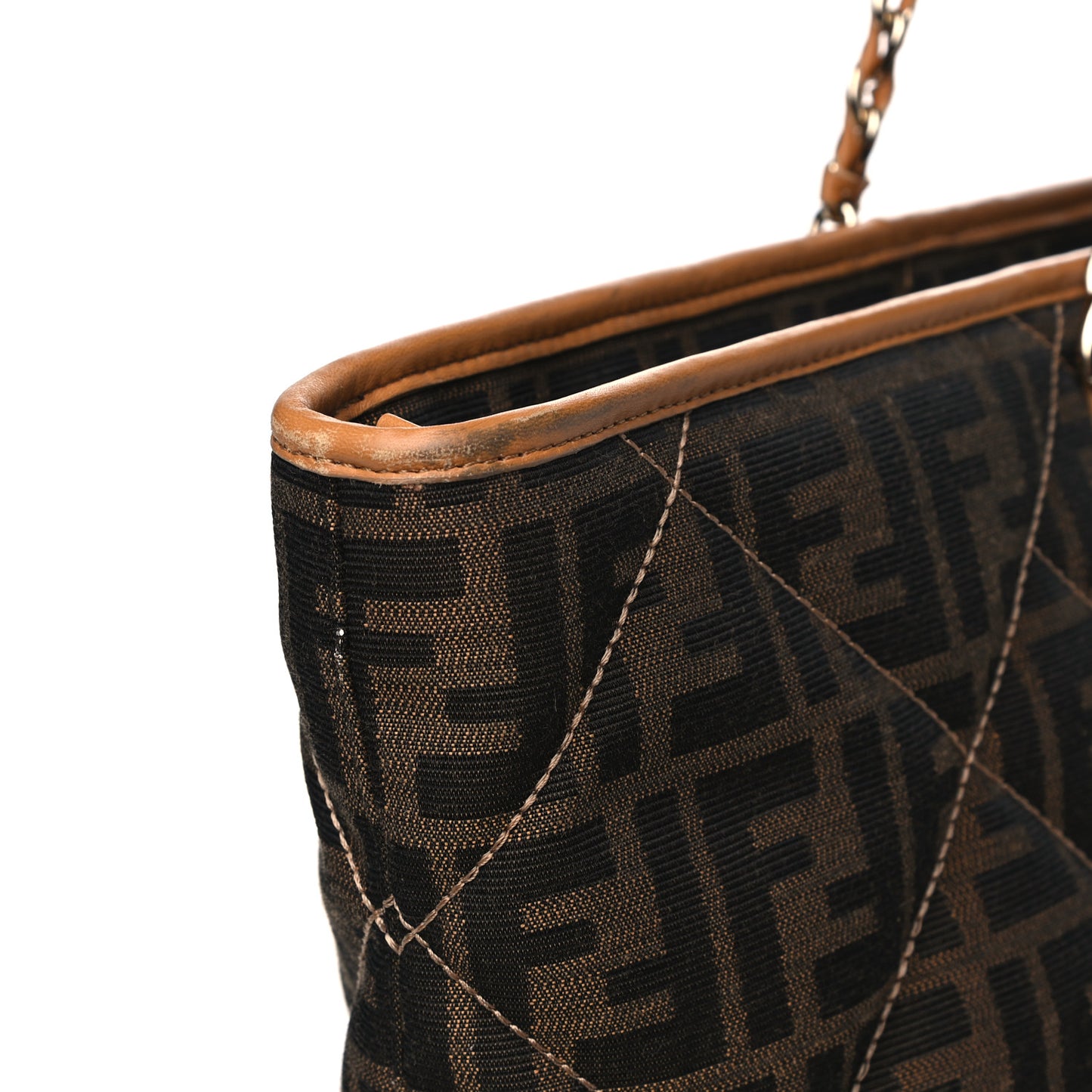 Zucca Quilted Chain Roll Tote Tobacco