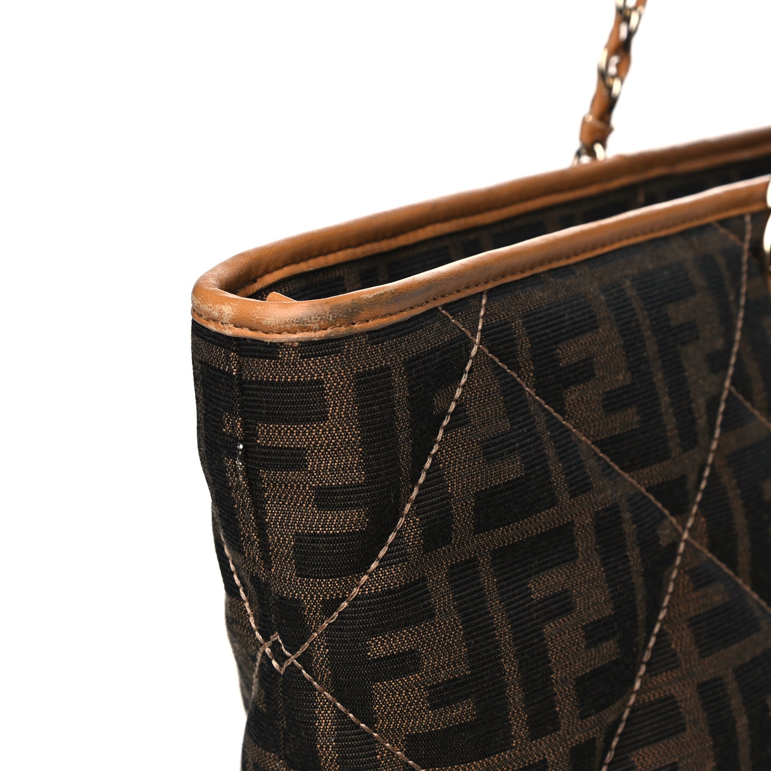 Fendi Zucca Quilted Chain Roll Tote Tobacco 12 of 17