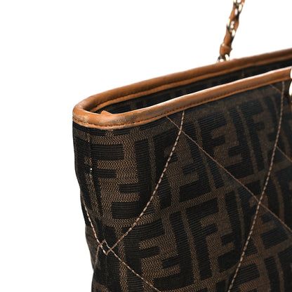Fendi Zucca Quilted Chain Roll Tote Tobacco 12 of 17