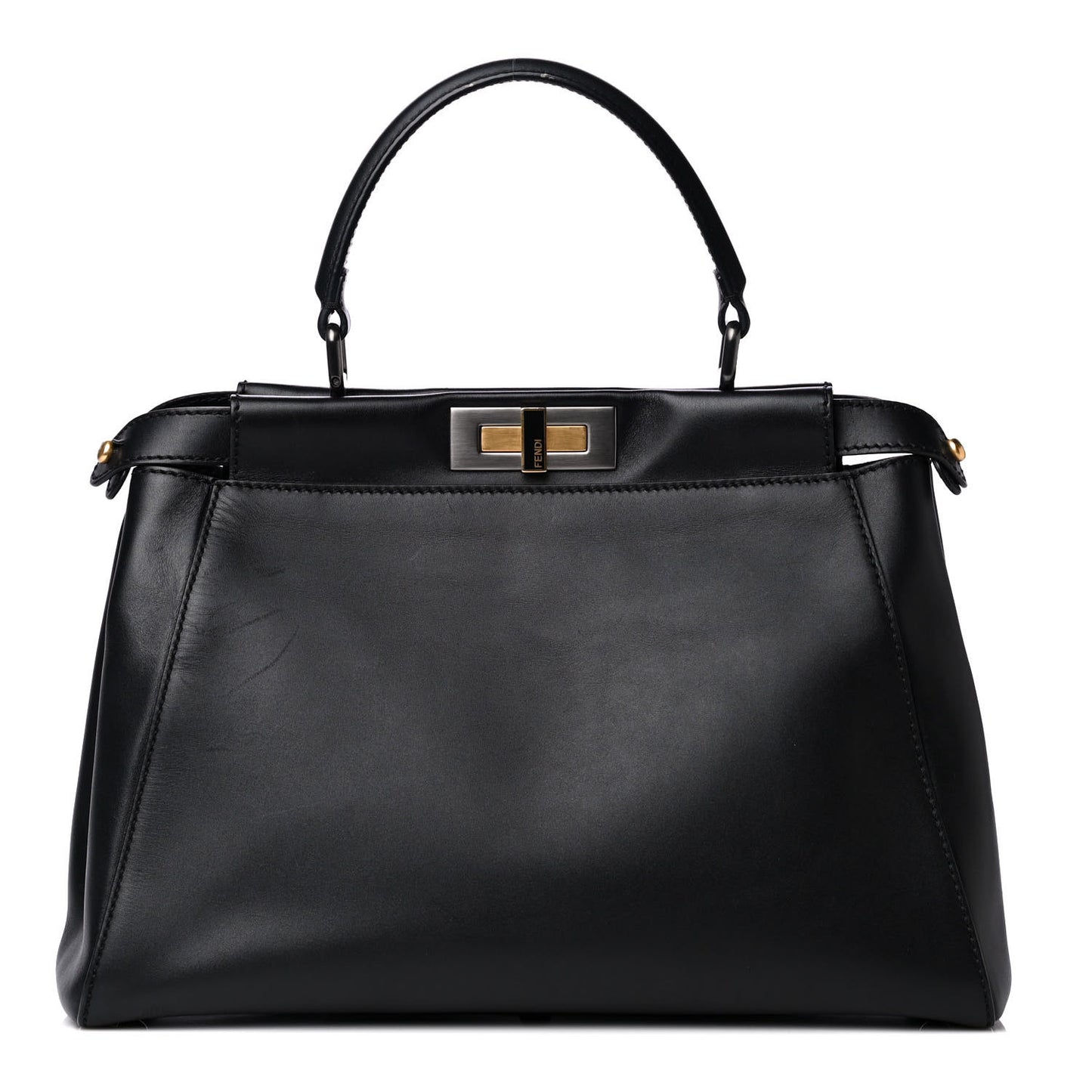 Vitello Suede Medium Peekaboo Iconic Satchel Black