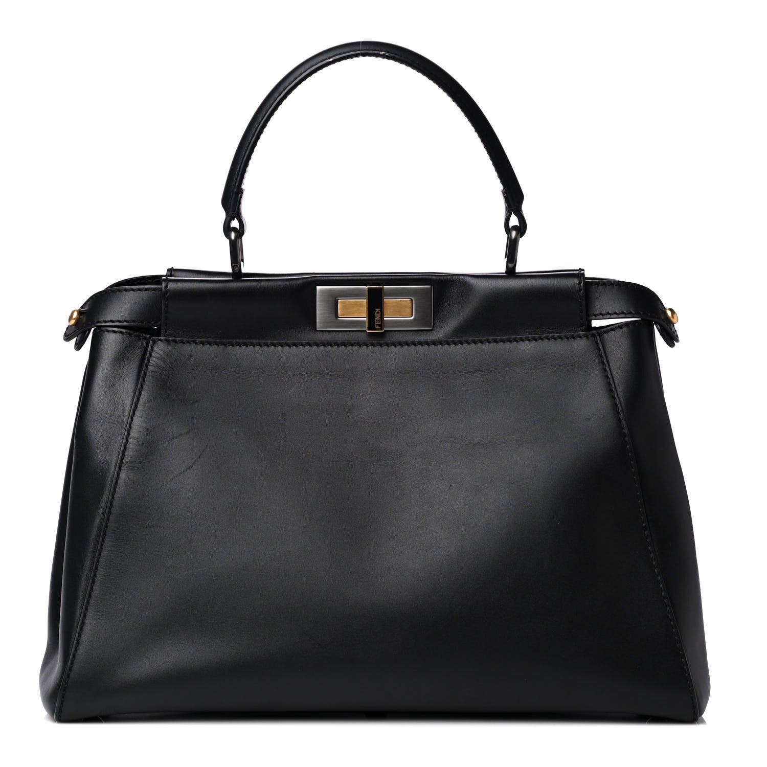 Fendi Vitello Suede Medium Peekaboo Iconic Satchel Black 1 of 4