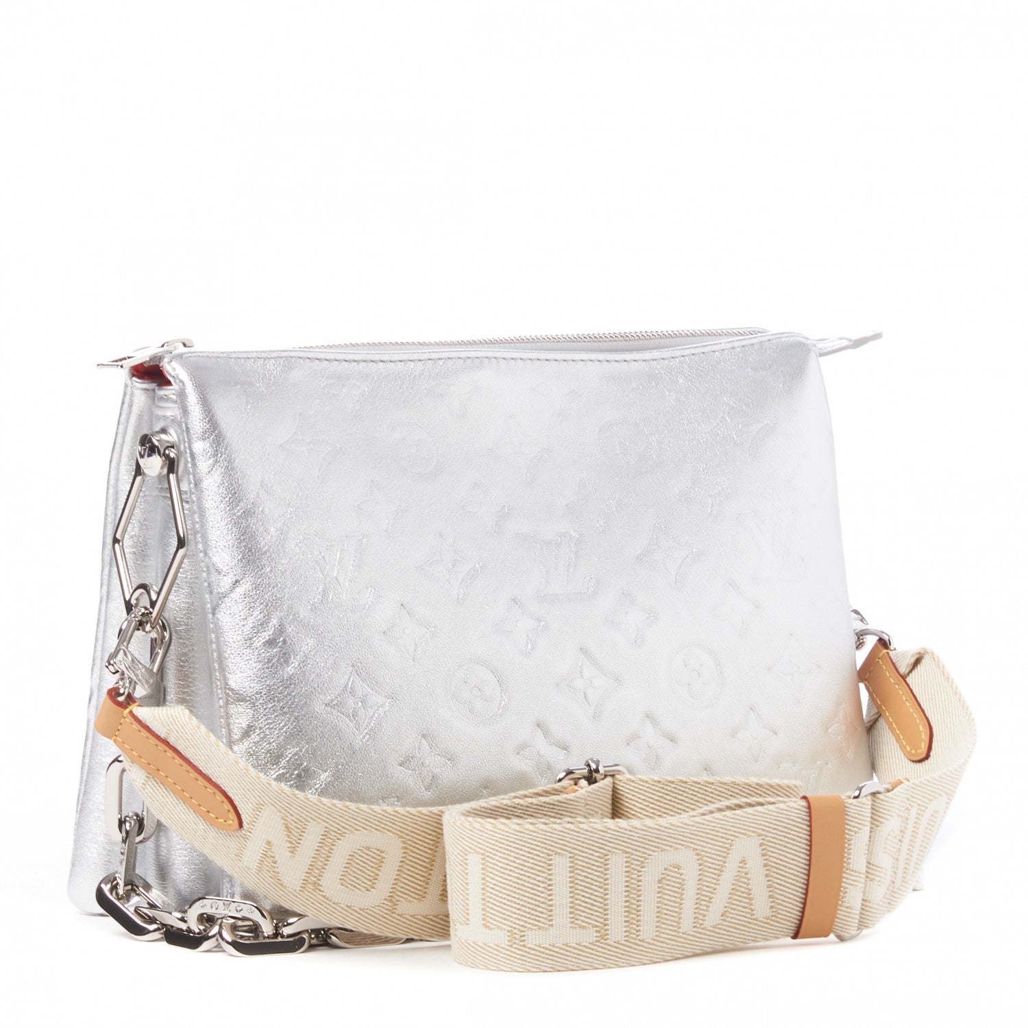 Louis Vuitton Metallic Lambskin Embossed Monogram Coussin PM Silver 3 of 9