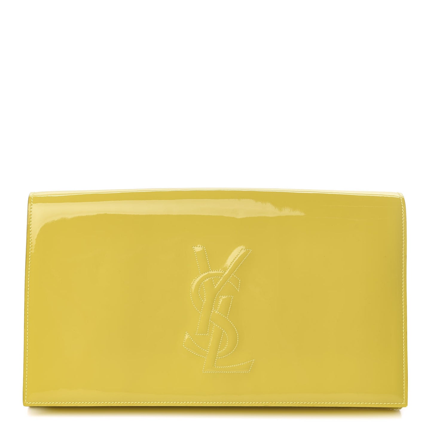 Patent Calfskin Monogram Large Belle De Jour Clutch Yellow