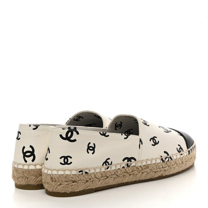 Chanel Lambskin Printed CC Espadrilles 38 White Black 4 of 10