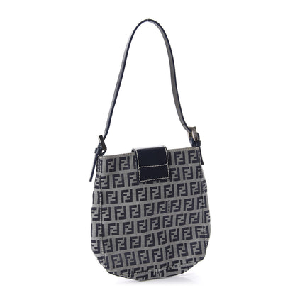 Fendi Zucchino Mini Shoulder Bag Navy Blue 3 of 9