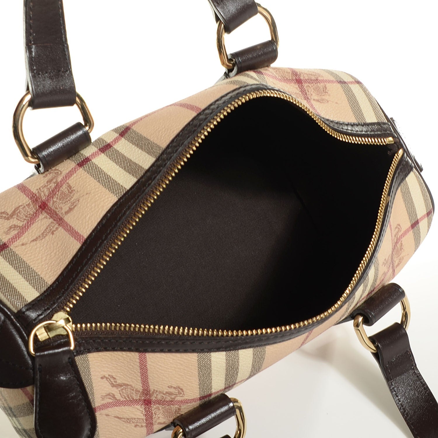 Burberry Haymarket Check Small Chester Bowling Bag Chocolate 5 of 7