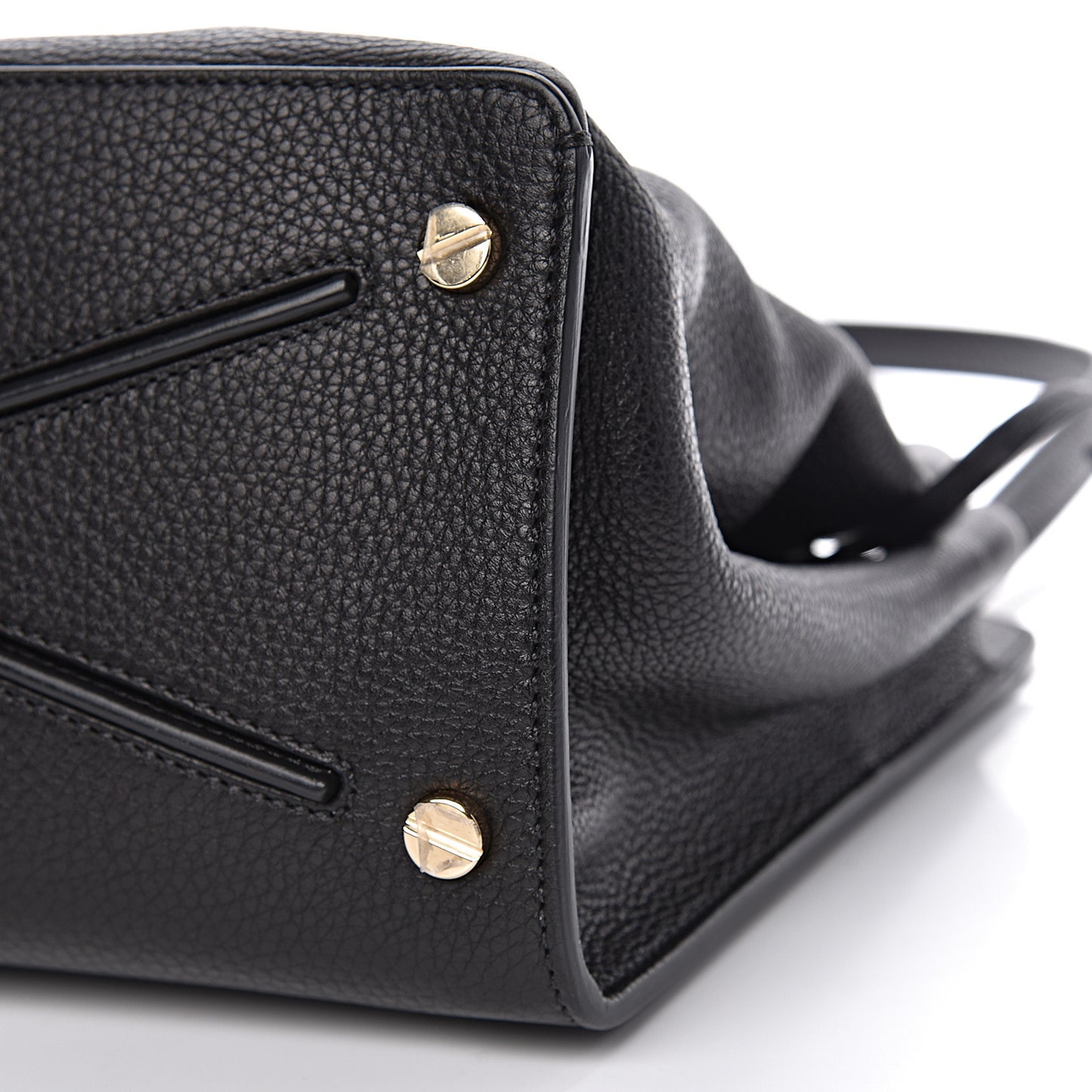Pebbled Calfskin Large JoyLock Satchel Black