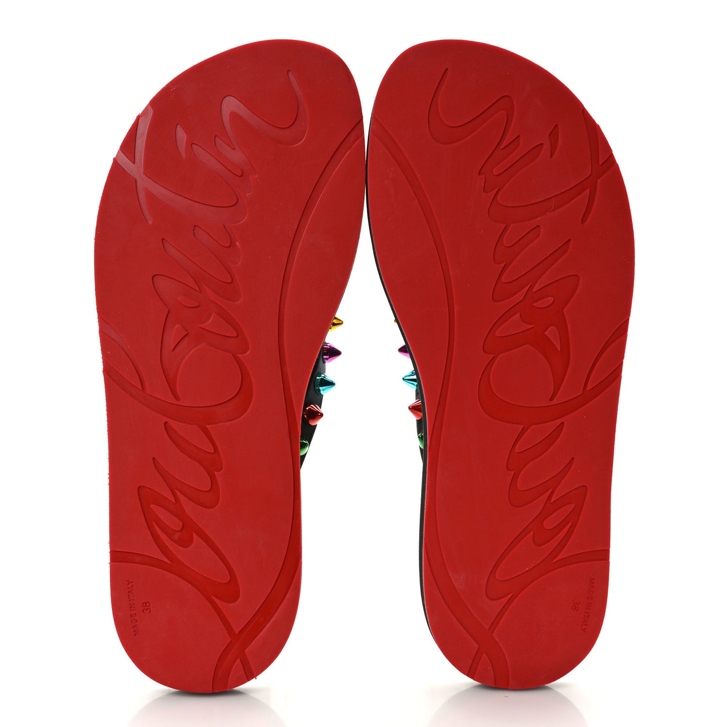 Rubber Spike Loubi Donna Flip Flop 38 Black Multicolor