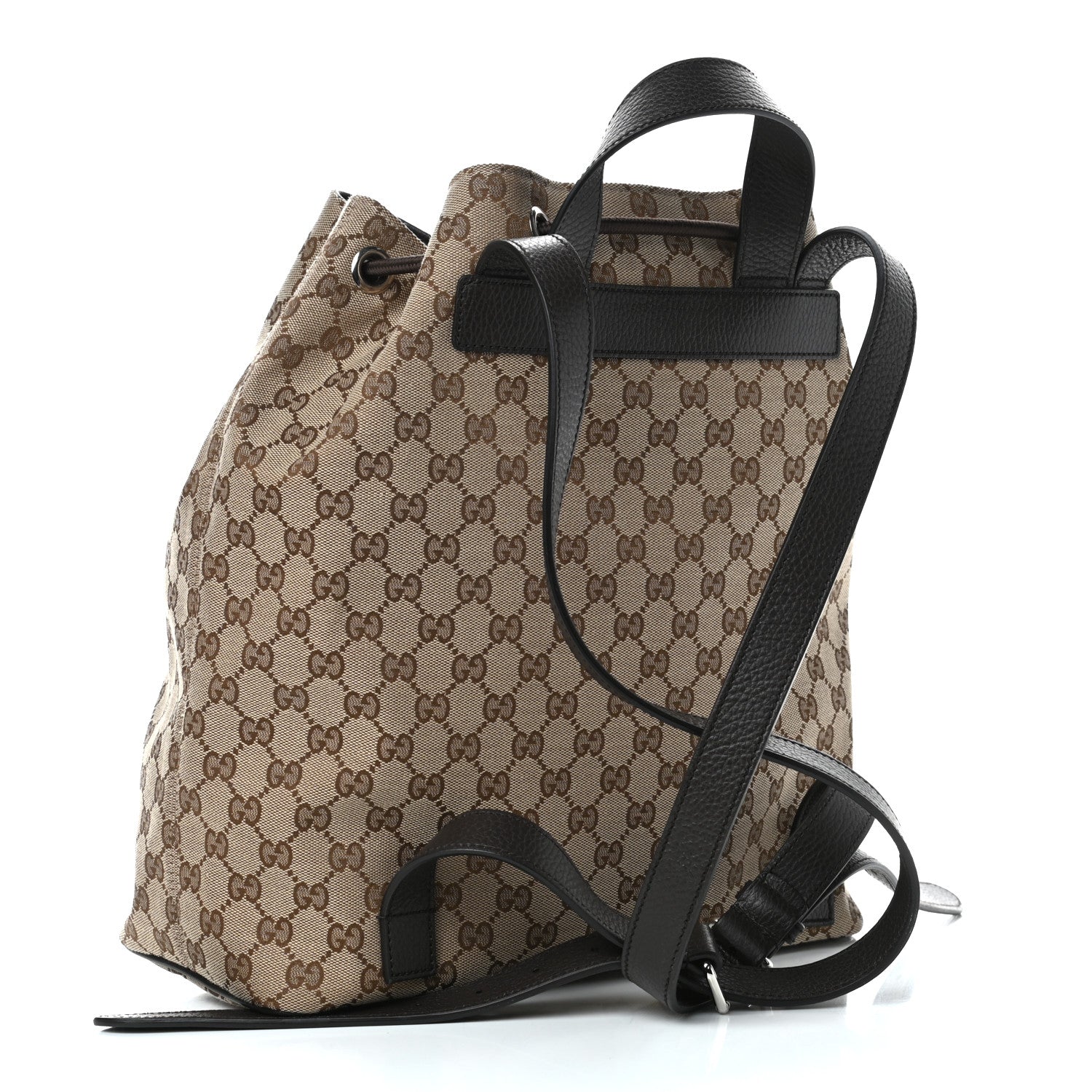 Gucci Monogram Dollar Calfskin O Drawstring Backpack Beige Ebony Testa di Moro Dark Chocolate 3 of 9