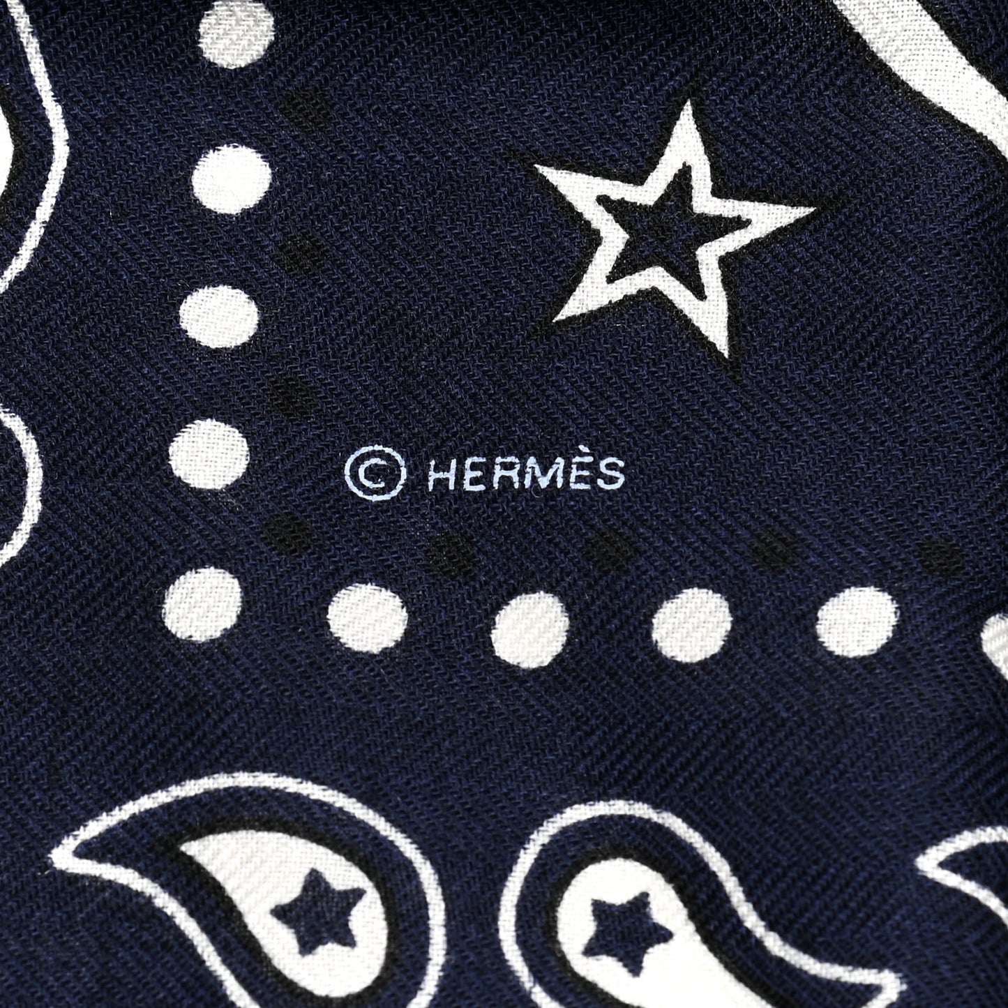 Cashmere Silk Les Cles Bandana Shawl 140 Marine Black White