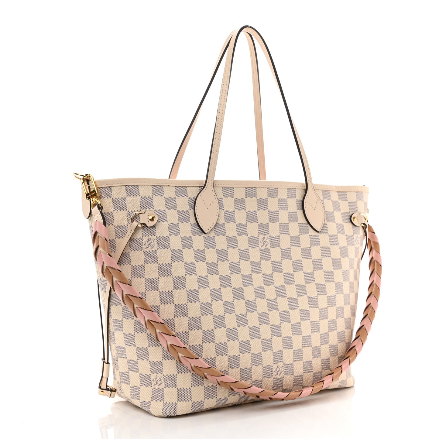 Damier Azur Braided Neverfull MM Pink
