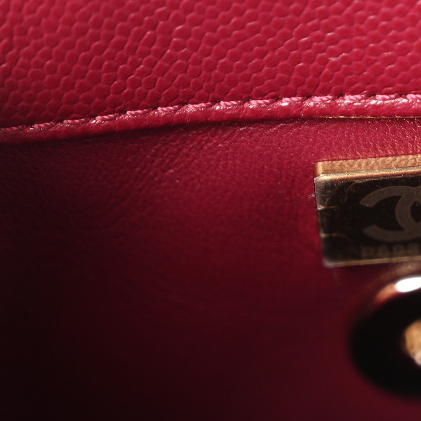 Caviar Quilted Mini Coco Handle Flap Burgundy