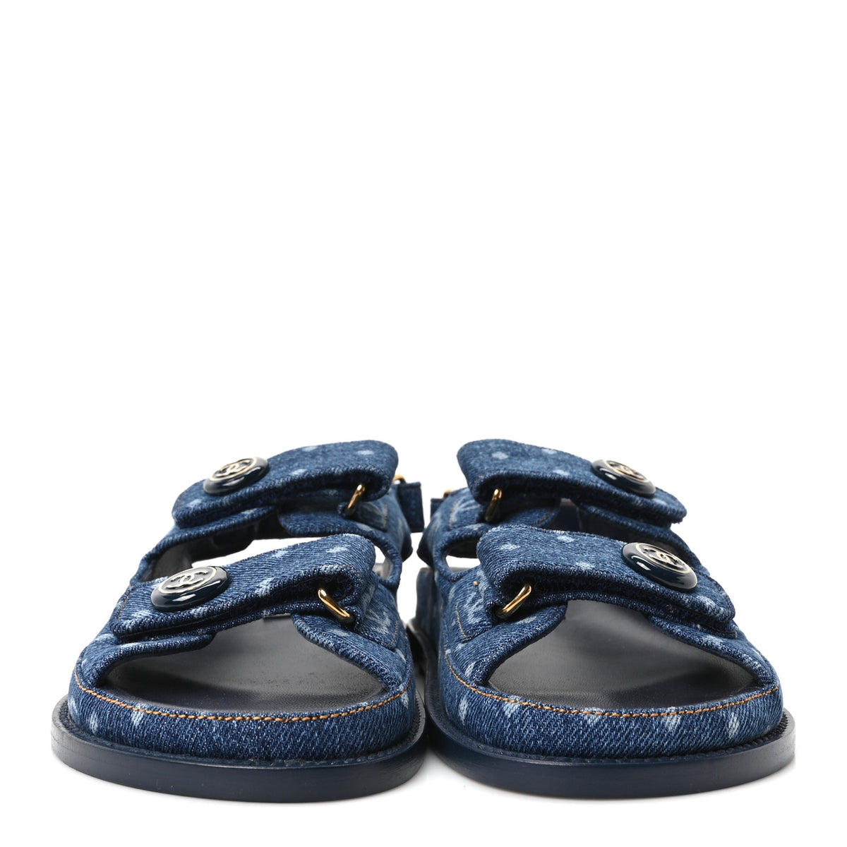 Chanel Printed Denim CC Dad Sandals 35.5 Light Blue 3 of 10