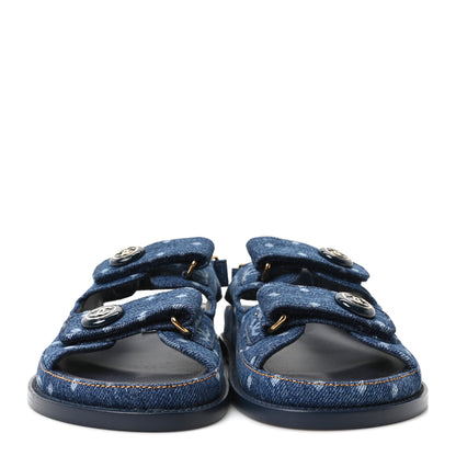 Chanel Printed Denim CC Dad Sandals 35.5 Light Blue 3 of 10