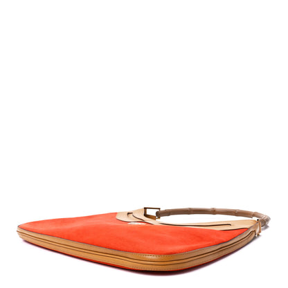 Gucci Suede Calfskin Bamboo Handle Jackie O Hobo Orange 10 of 13