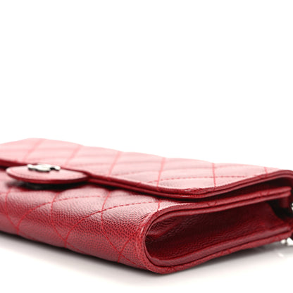 Chanel Caviar Quilted Wallet on Removable Chain Red 11 of 12