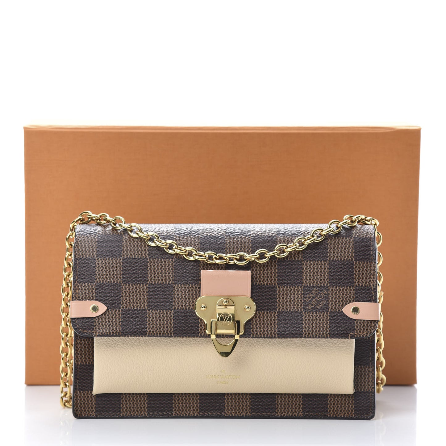 Damier Ebene Vavin Chain Wallet Creme