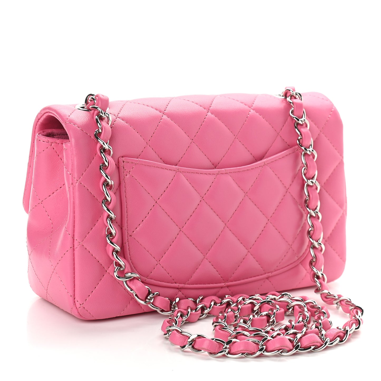 Lambskin Quilted Mini Rectangular Flap Pink