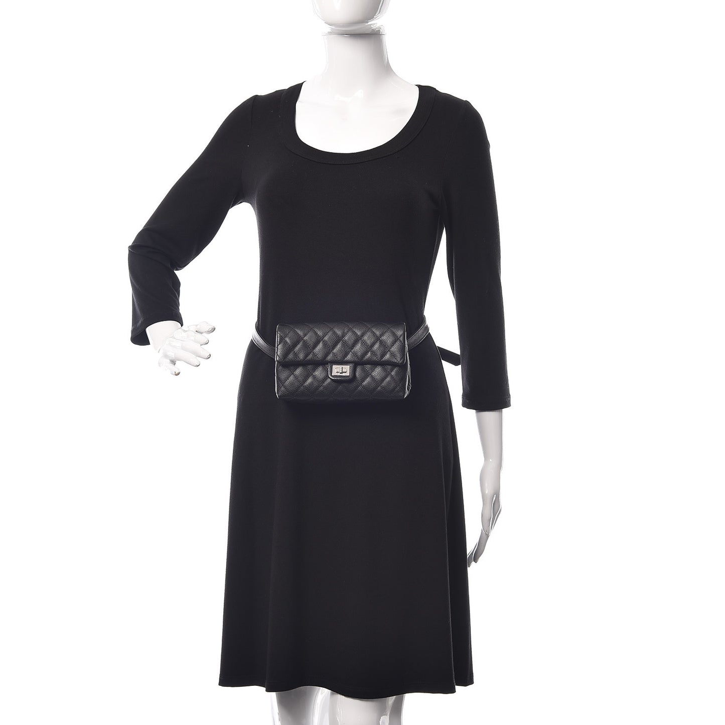 Grained Calfskin Quilted 2.55 Reissue Flap Belt Bag Clutch Black