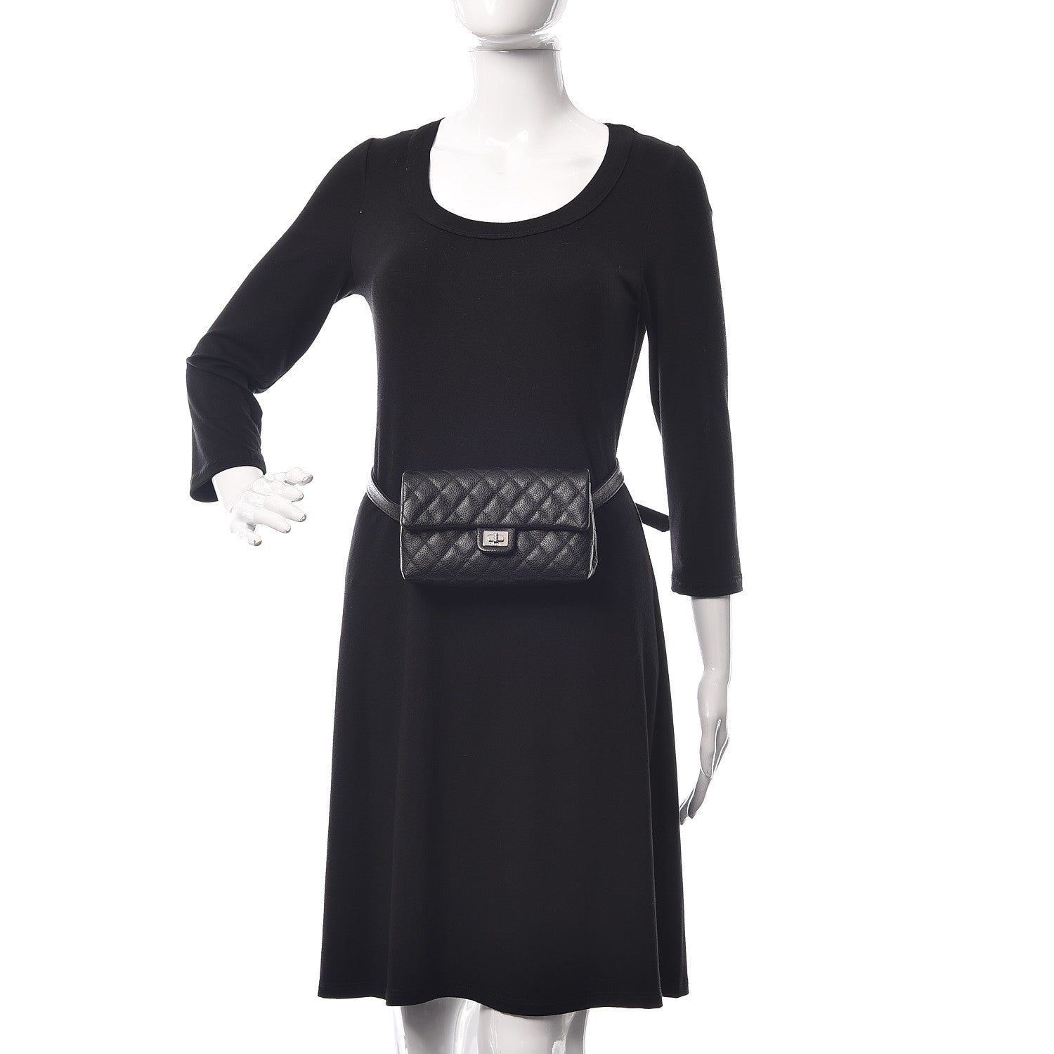 Chanel Grained Calfskin Quilted 2.55 Reissue Flap Belt Bag Clutch Black 2 of 9