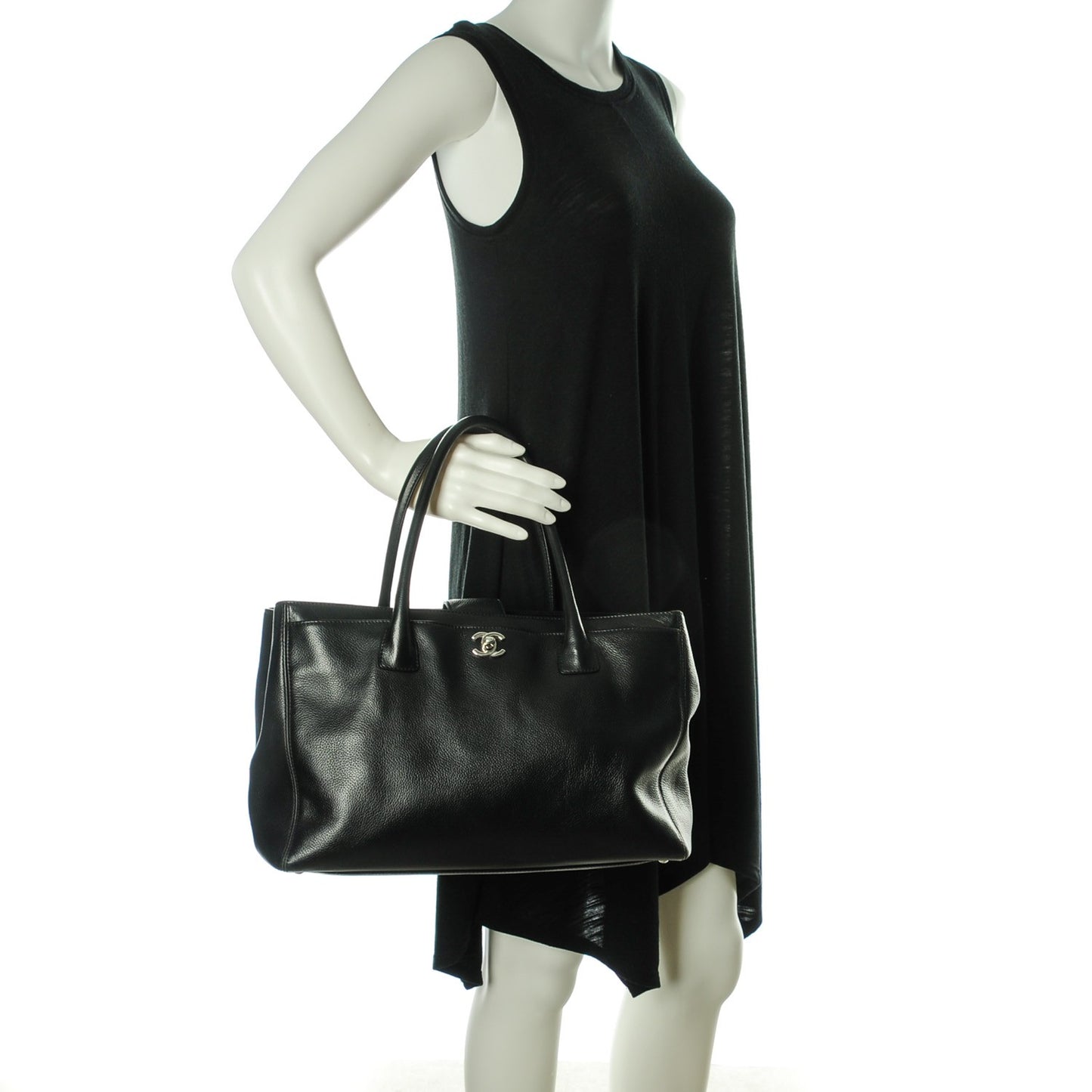 Calfskin Cerf Executive Shopper Tote Black