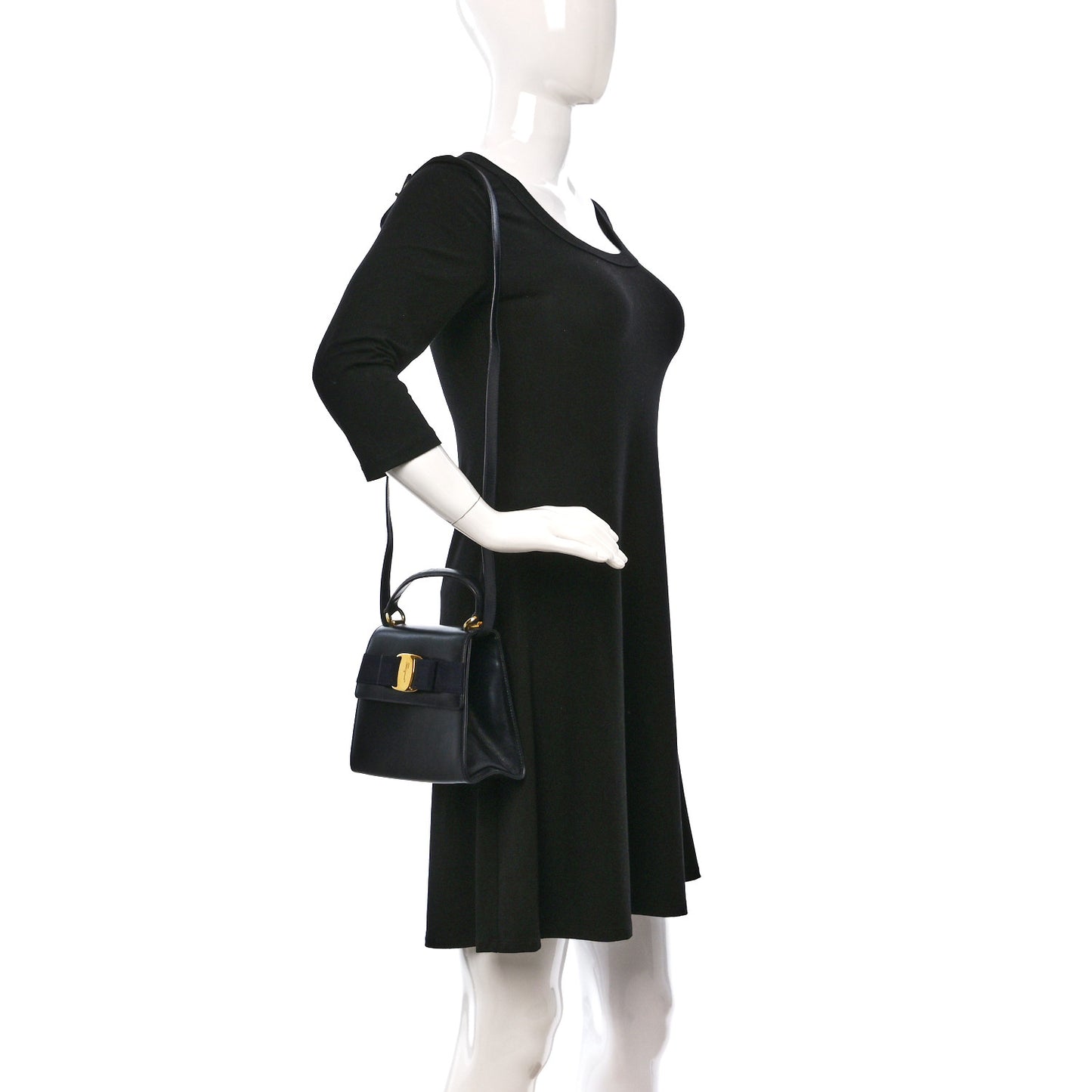 Calfskin Vera Bow Mini Top Handle Crossbody Bag Navy