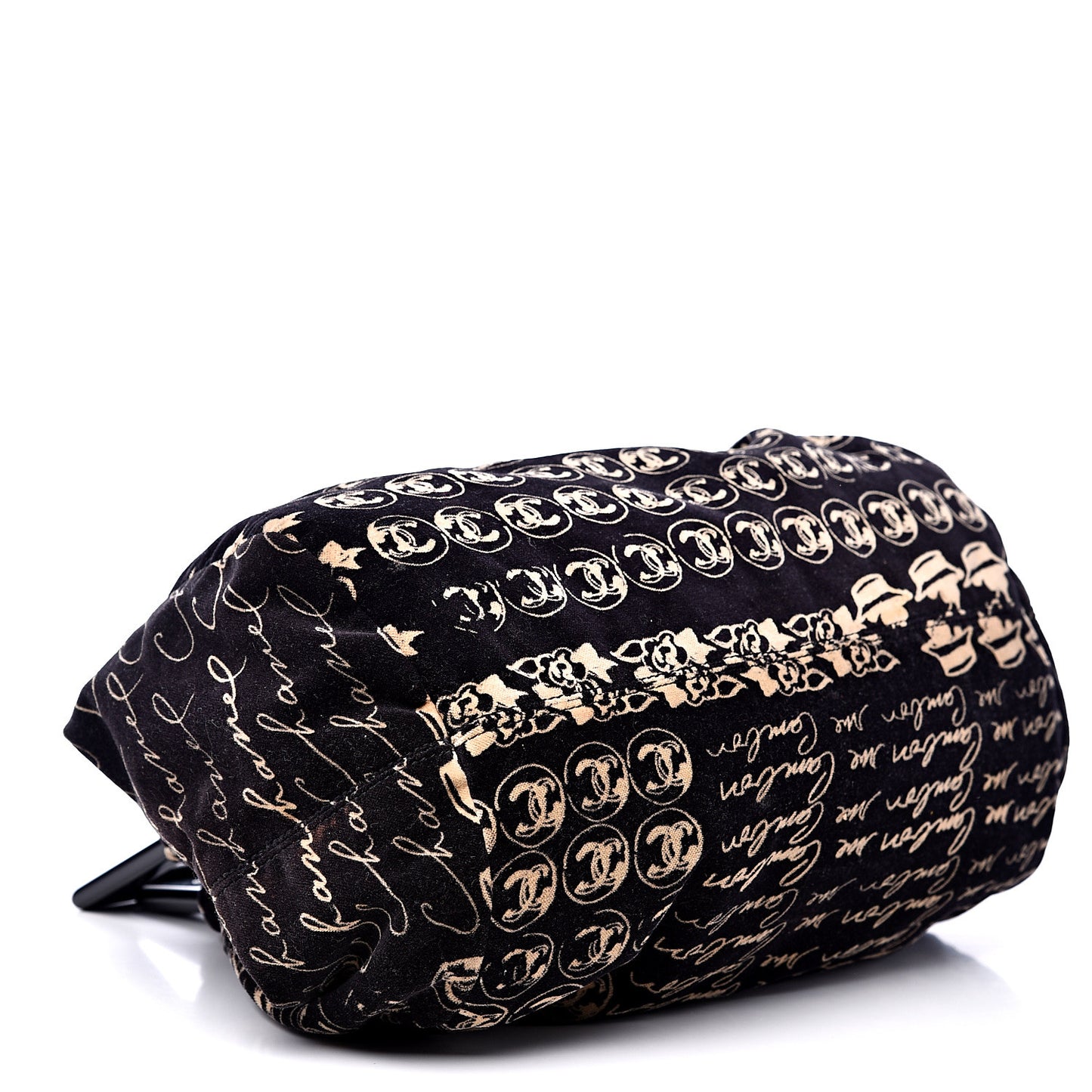 Velvet Camellia Flower Print Tote Black