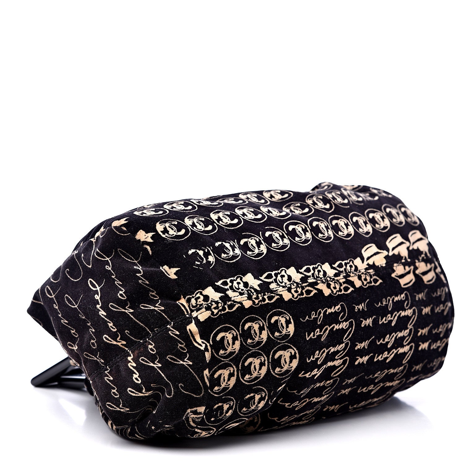 Chanel Velvet Camellia Flower Print Tote Black 3 of 9