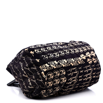 Chanel Velvet Camellia Flower Print Tote Black 3 of 9