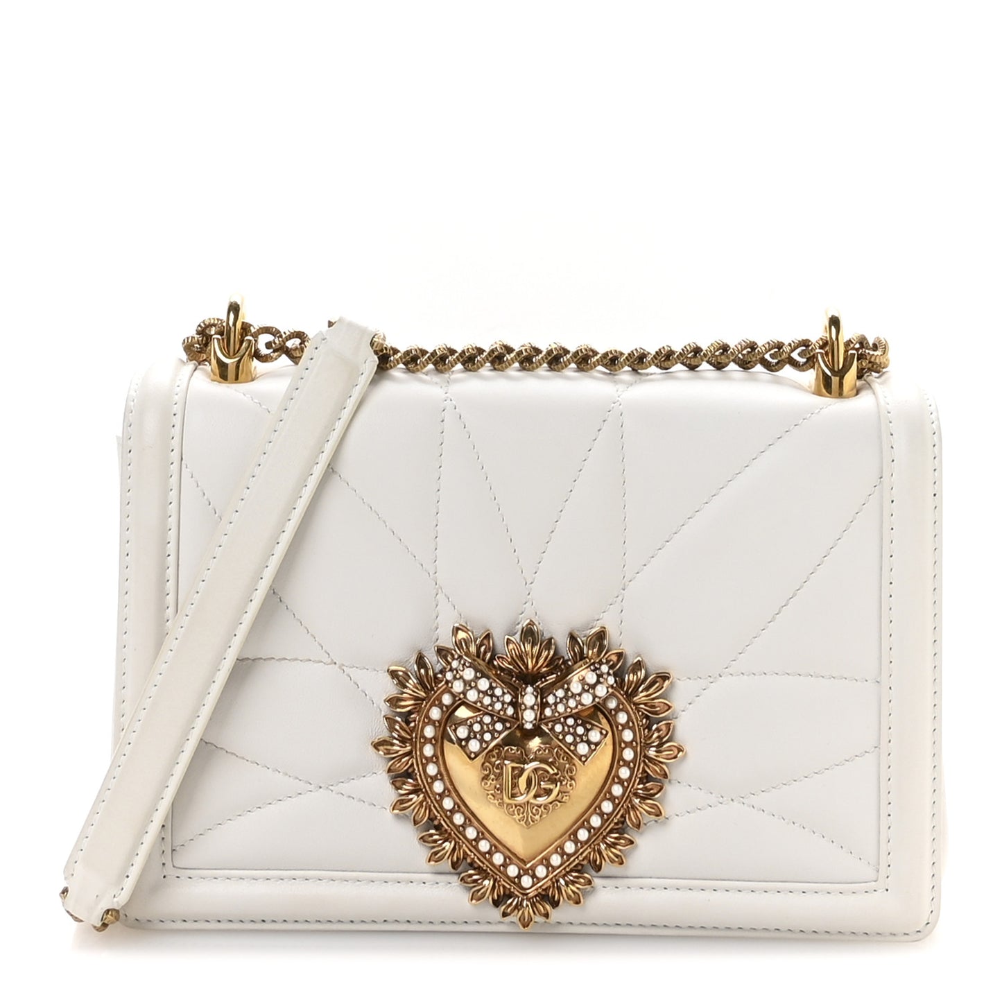 Calfskin Medium Devotion Crossbody Bag White